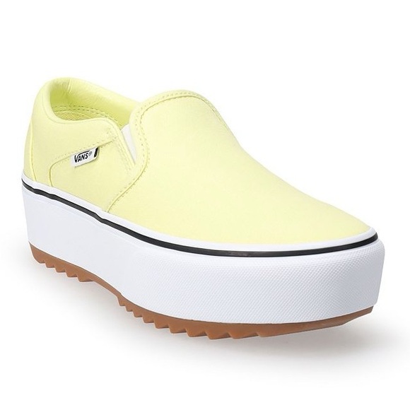 Vans Asher women’s platform slip on sneaker shoes lemon lime - Picture 1 of 7